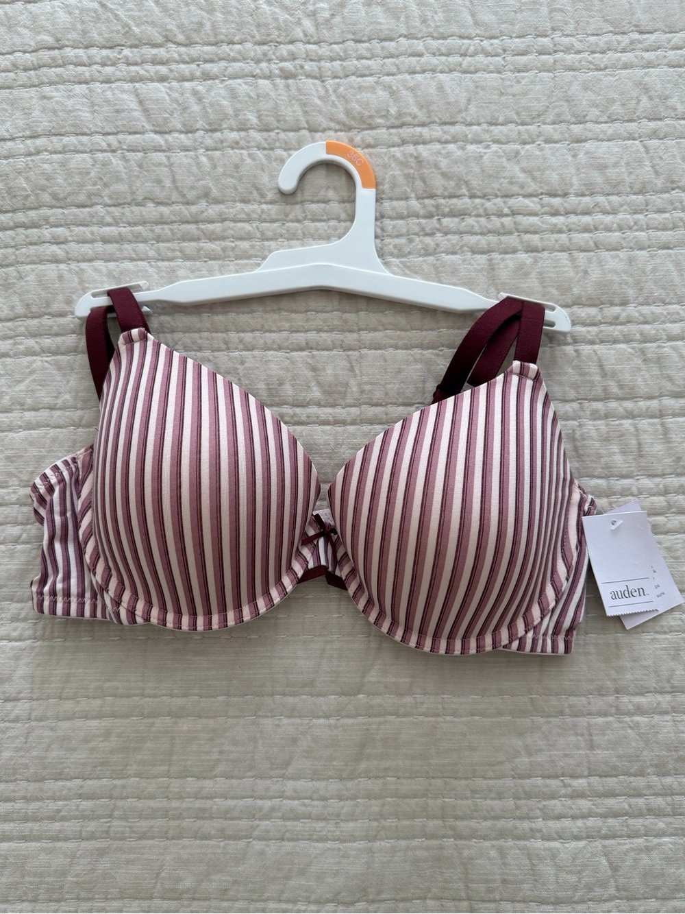 Auden Plum and Cream Striped Lightly Padded T-Shirt Bra